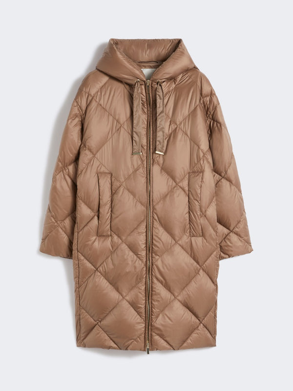 The Cube Down Jacket in Iridescent Water-Repellent Fabric Brown